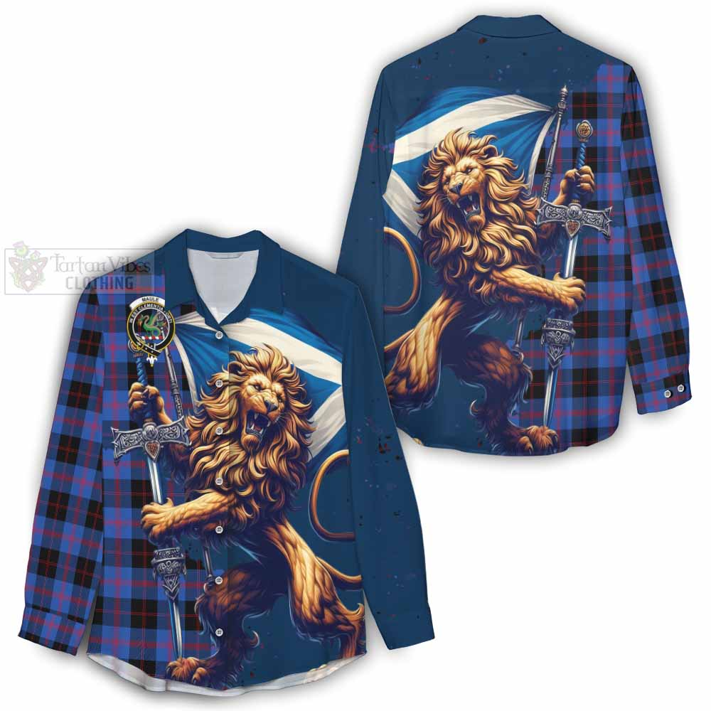 Tartan Vibes Clothing Maule Tartan Family Crest Women's Casual Shirt with Scottish Majestic Lion