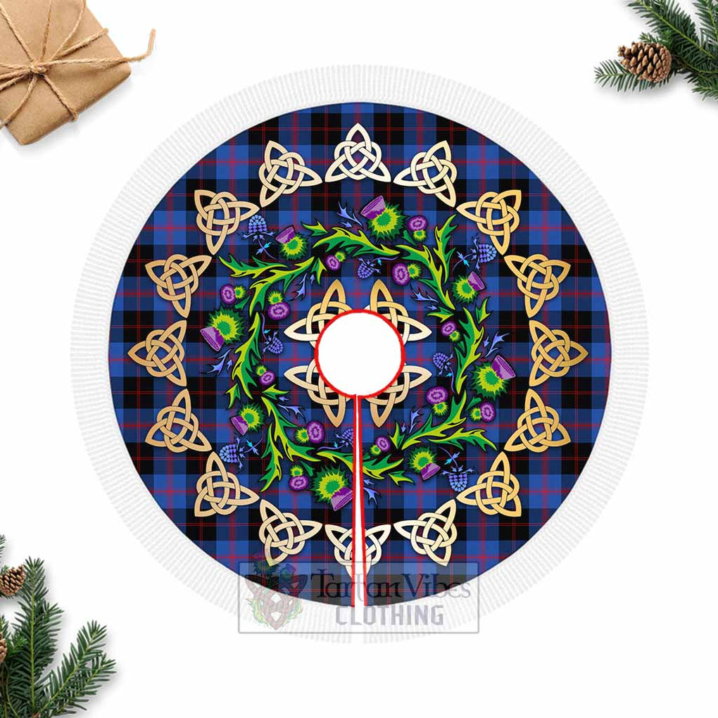 Tartan Vibes Clothing Maule Tartan Christmas Tree Skirt with Thistle Celtic Knot Style