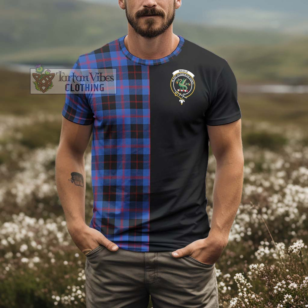 Maule Tartan T-Shirt with Family Crest and Half Of Me Style - Tartanvibesclothing Shop