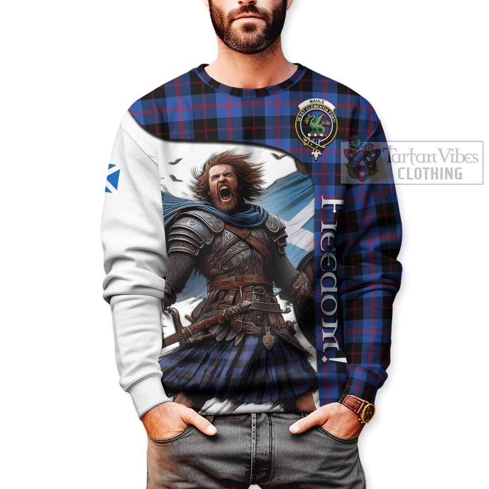 Tartan Vibes Clothing Maule Crest Tartan Sweatshirt Inspired by the Freedom of Scottish Warrior