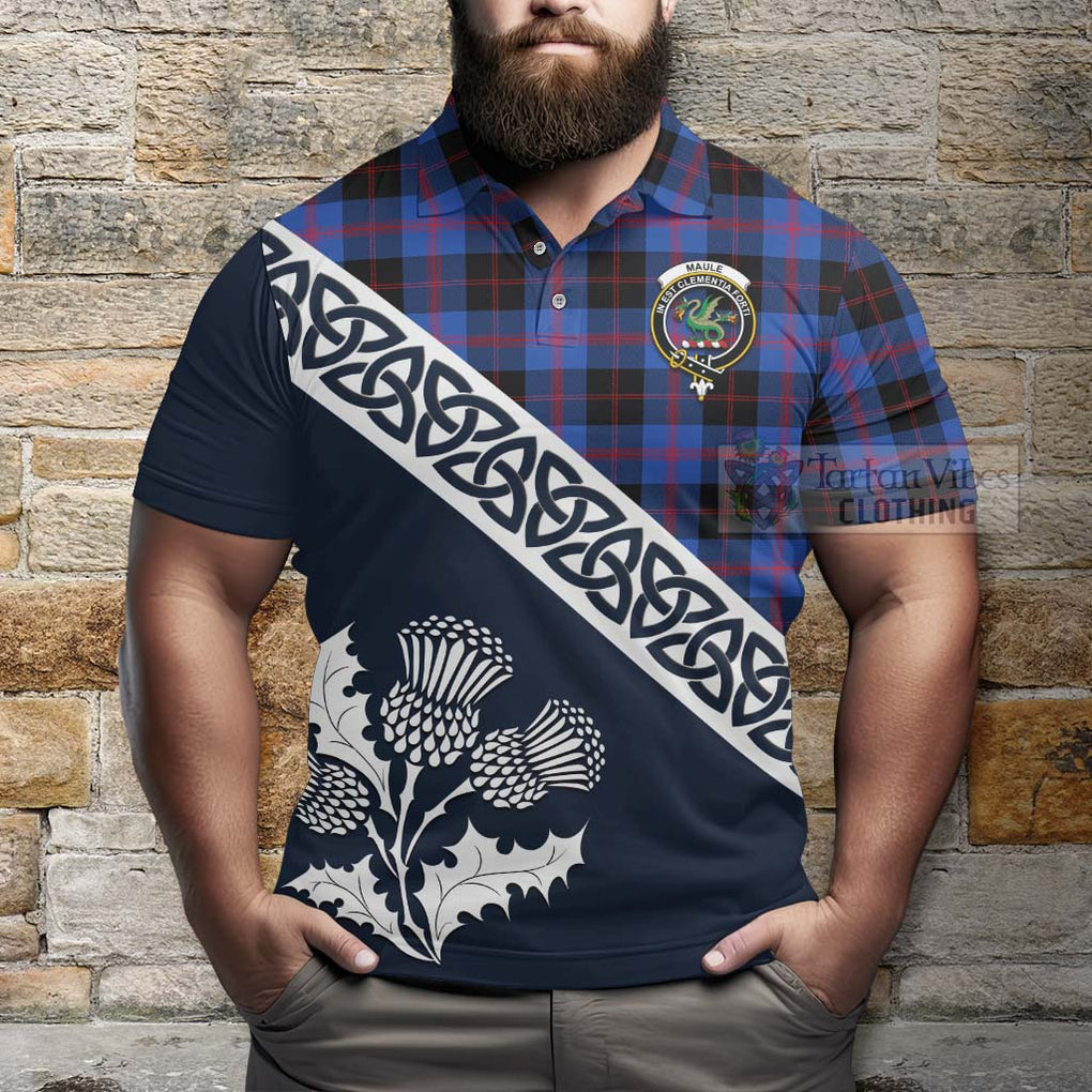 Maule Tartan Polo Shirt Featuring Thistle and Scotland Map