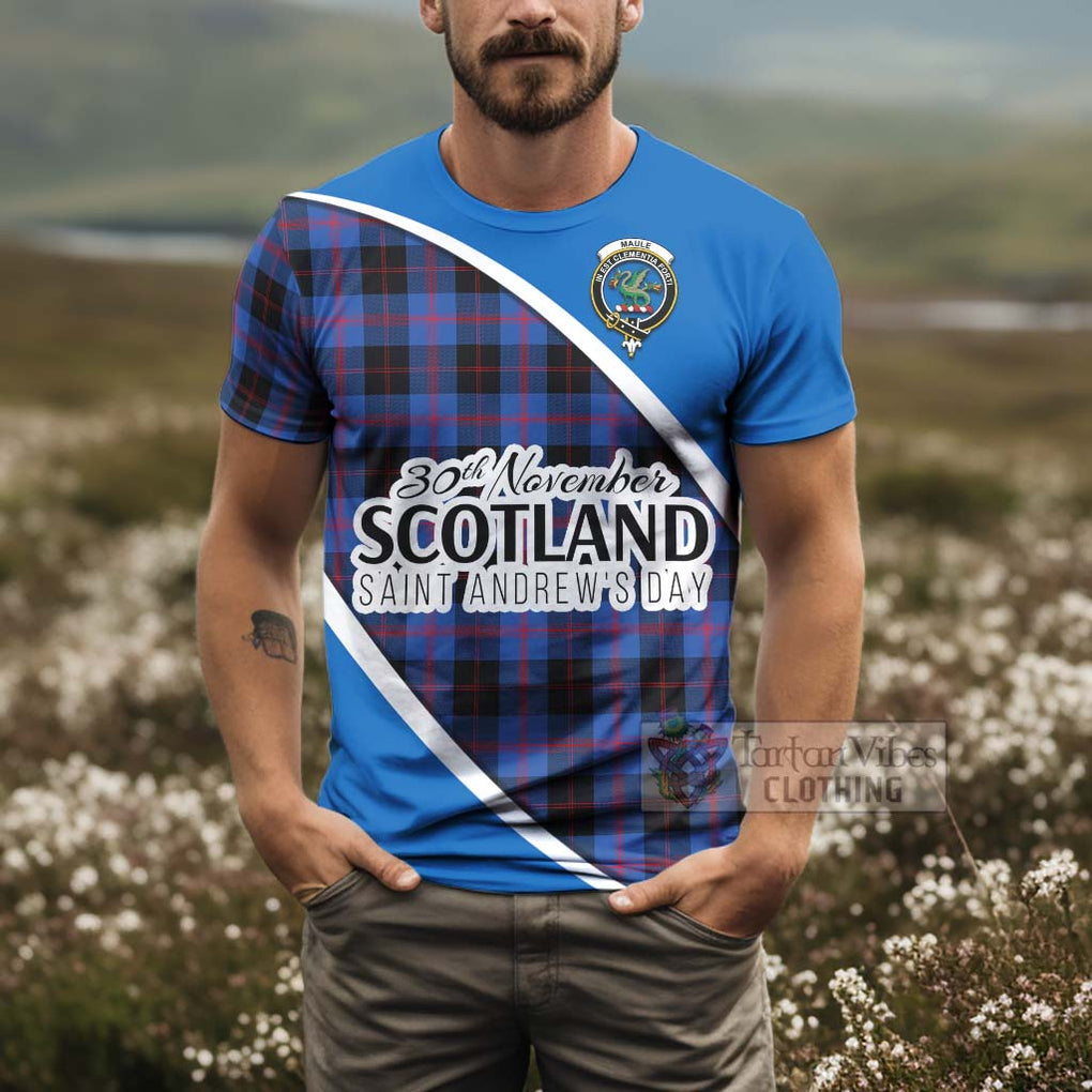 Tartan Vibes Clothing Maule Family Crest Tartan T-Shirt Celebrate Saint Andrew's Day in Style