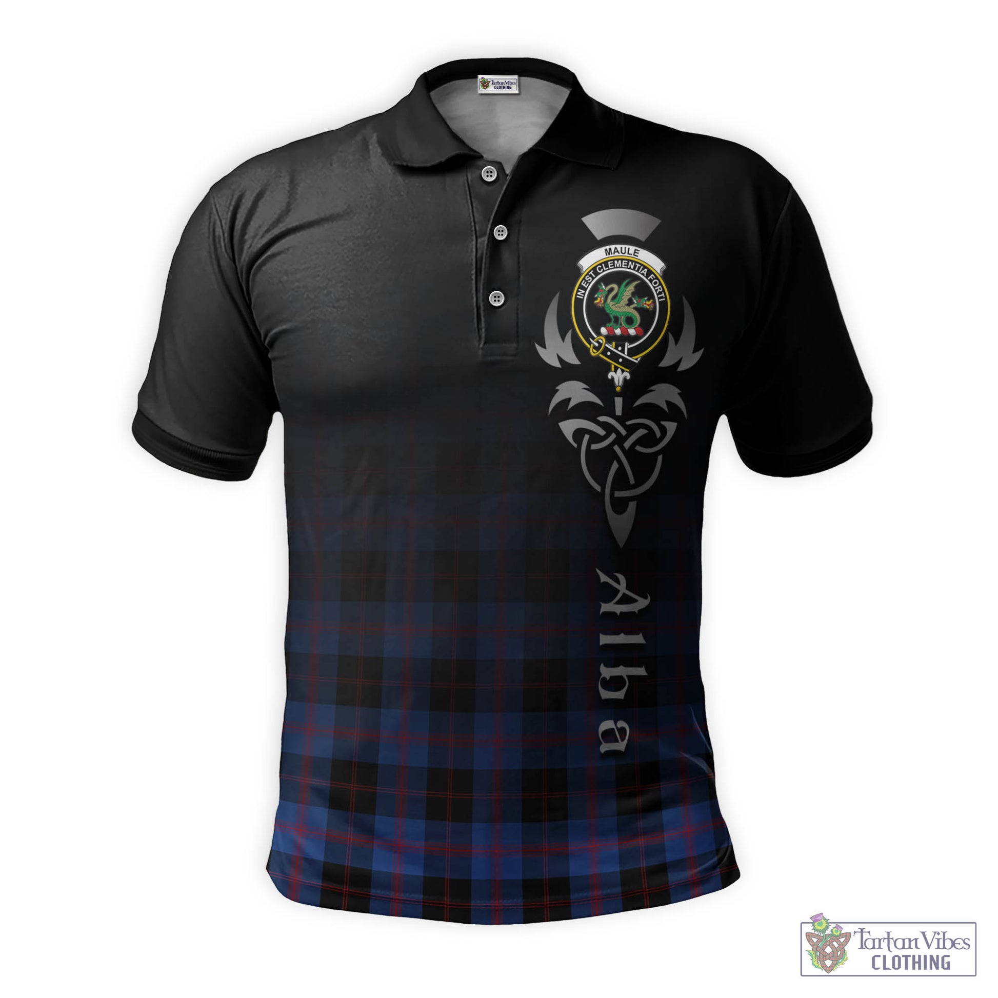 Tartan Vibes Clothing Maule Tartan Polo Shirt Featuring Alba Gu Brath Family Crest Celtic Inspired