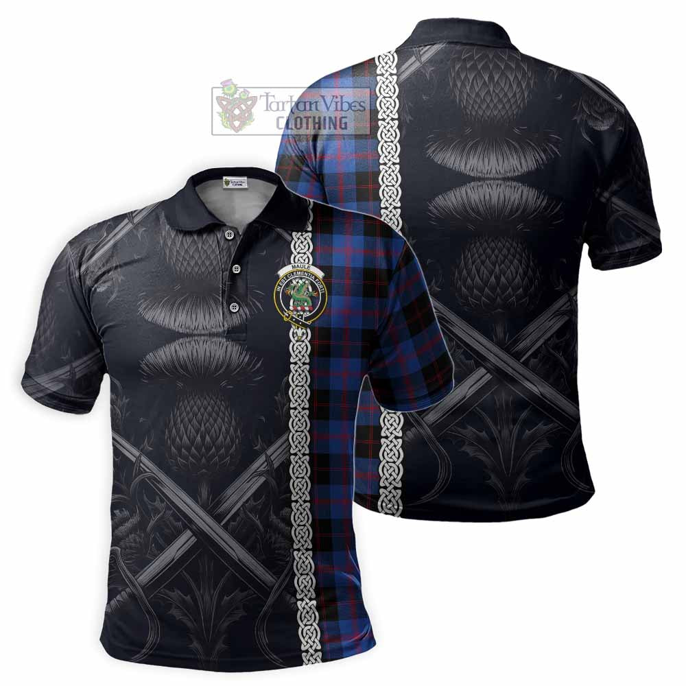 Tartan Vibes Clothing Maule Tartan Polo Shirt with Family Crest Cross Sword Thistle Celtic Vibes