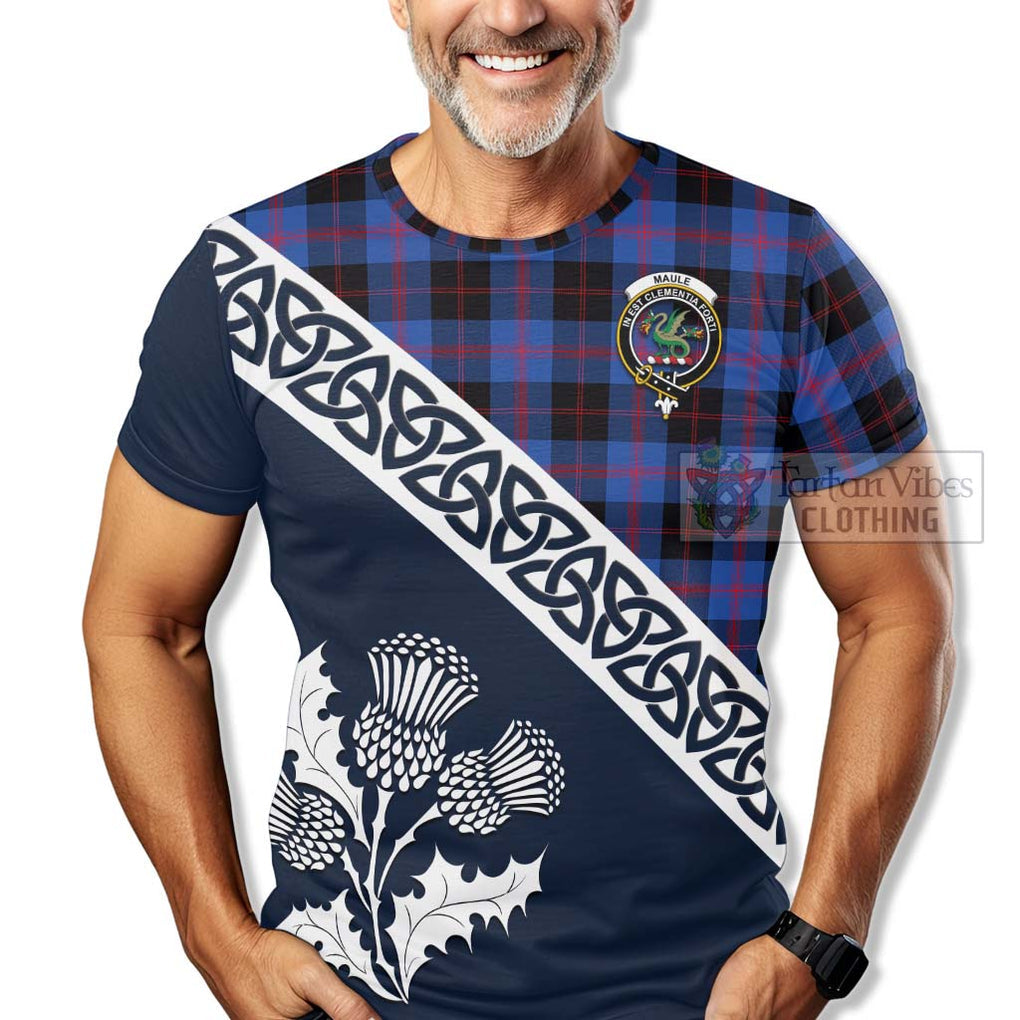 Maule Tartan T-Shirt Featuring Thistle and Scotland Map