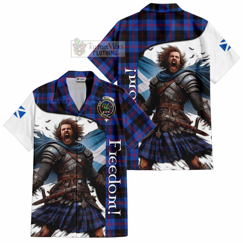 Tartan Vibes Clothing Maule Crest Tartan Short Sleeve Button Shirt Inspired by the Freedom of Scottish Warrior