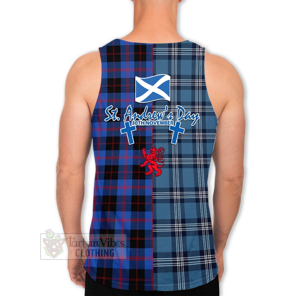 Tartan Vibes Clothing Maule Tartan Men's Tank Top Happy St. Andrew's Day Half Tartan Style