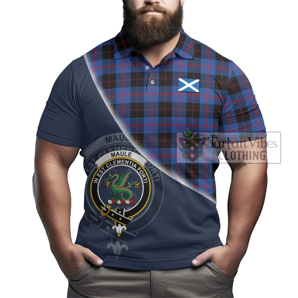 Maule Tartan Polo Shirt with Personalised National Flag and Family Crest Half Style - Tartanvibesclothing Shop