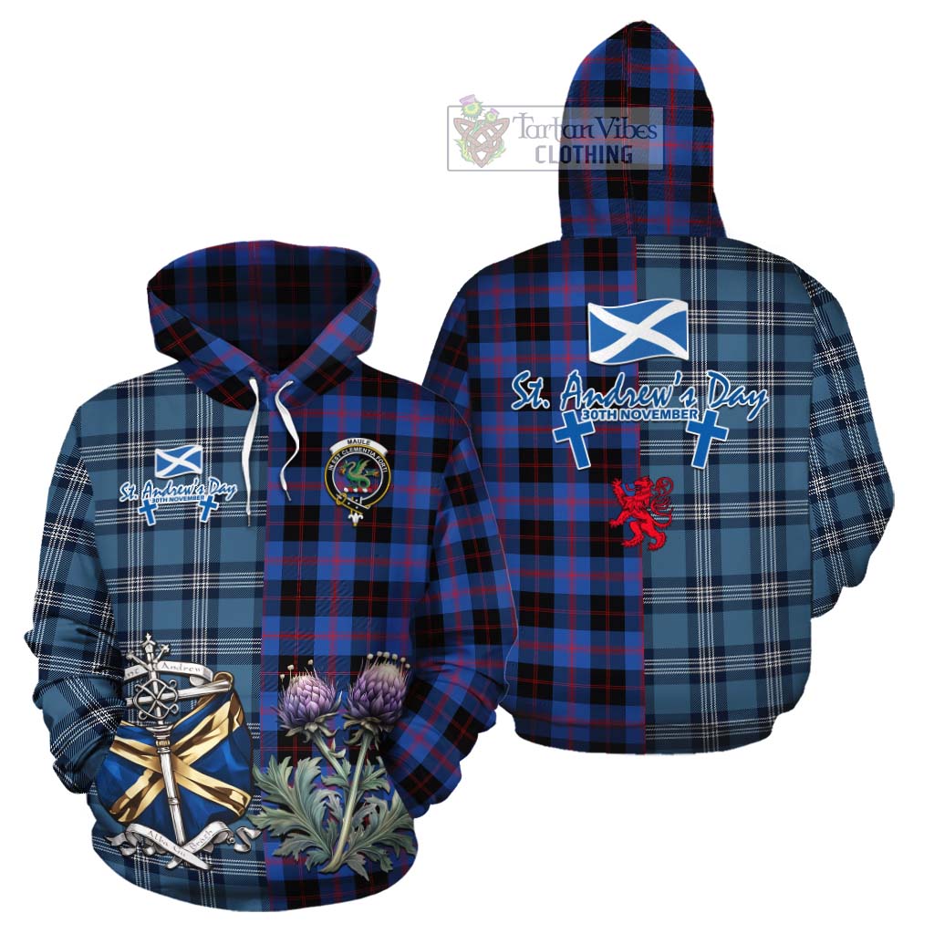 Tartan Vibes Clothing Maule Tartan Cotton Hoodie Happy St. Andrew's Day Half Tartan Style