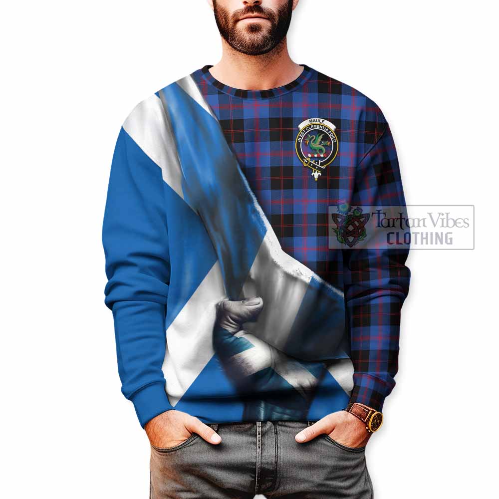 Tartan Vibes Clothing Maule Tartan Sweatshirt with Family Crest Scotland Patriotic Style