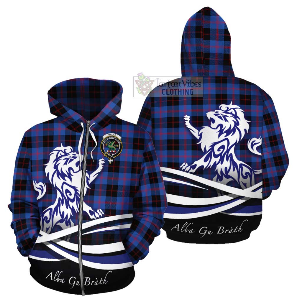 Tartan Vibes Clothing Maule Tartan Cotton Hoodie with Alba Gu Brath Regal Lion Emblem