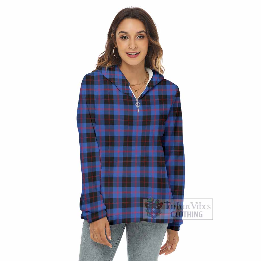 Tartan Vibes Clothing Maule Tartan Women's Borg  Half Zip Fleece Hoodie