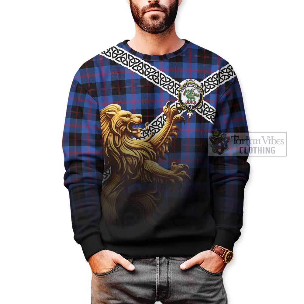 Maule Crest Tartan Sweatshirt with Golden Lion Emblem Celtic Style - Tartan Vibes Clothing