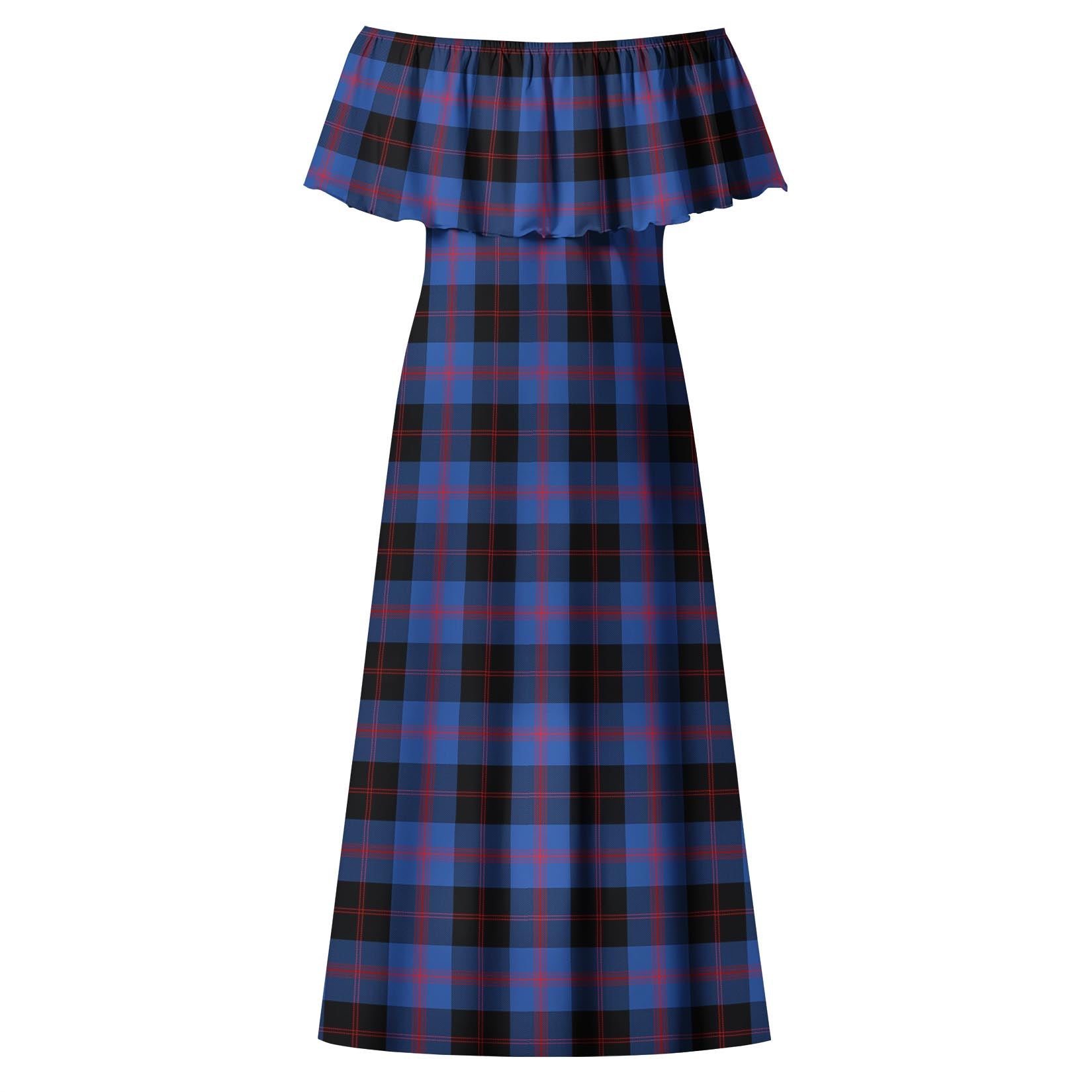 Maule Tartan Off Shoulder Long Dress - Tartanvibesclothing