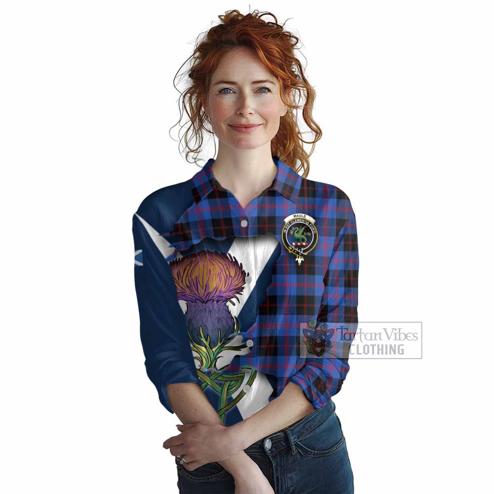 Maule Tartan Family Crest Women's Casual Shirt Scottish Thistle Celtic Inspired - Tartan Vibes Clothing