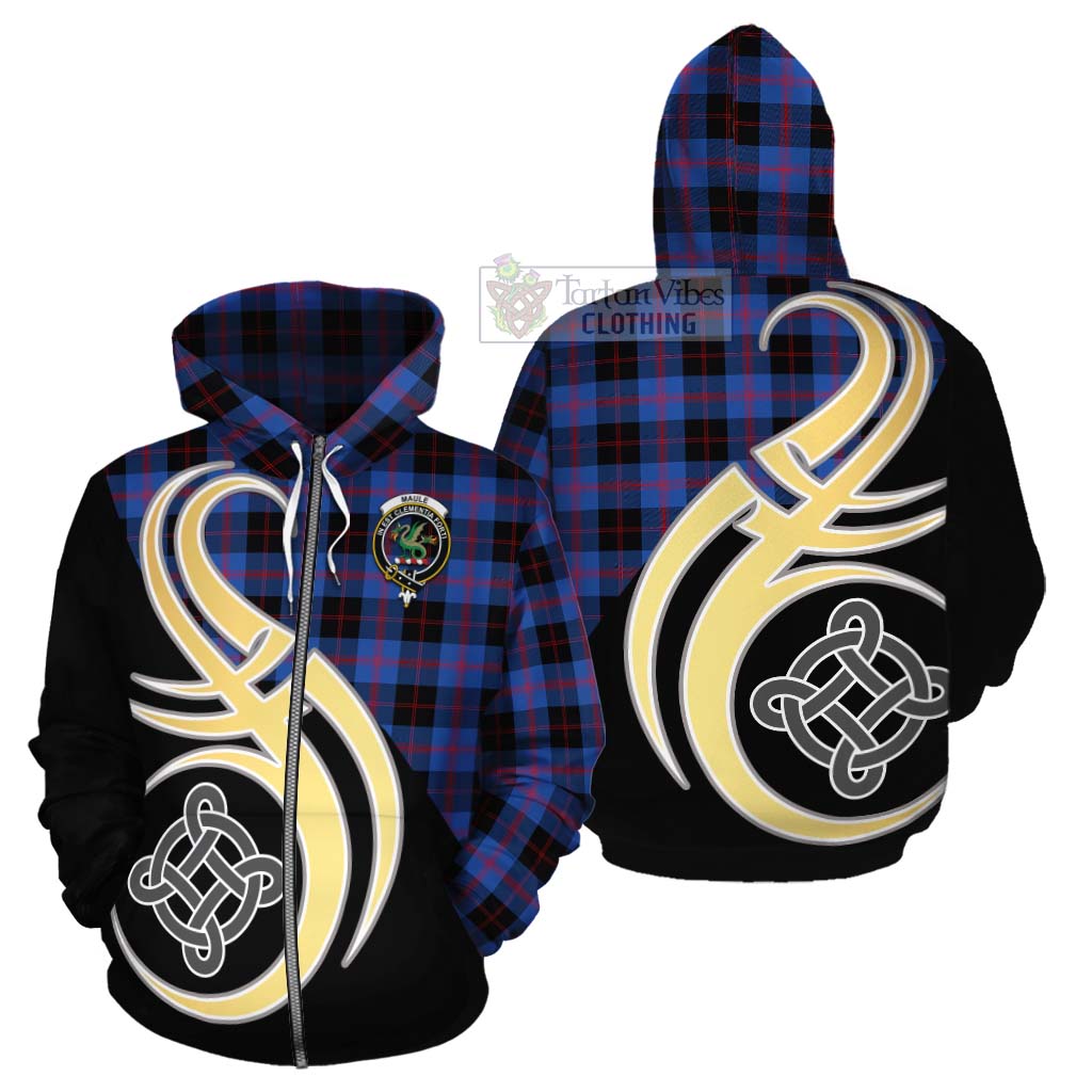 Tartan Vibes Clothing Maule Tartan Cotton Hoodie with Family Crest and Celtic Symbol Style