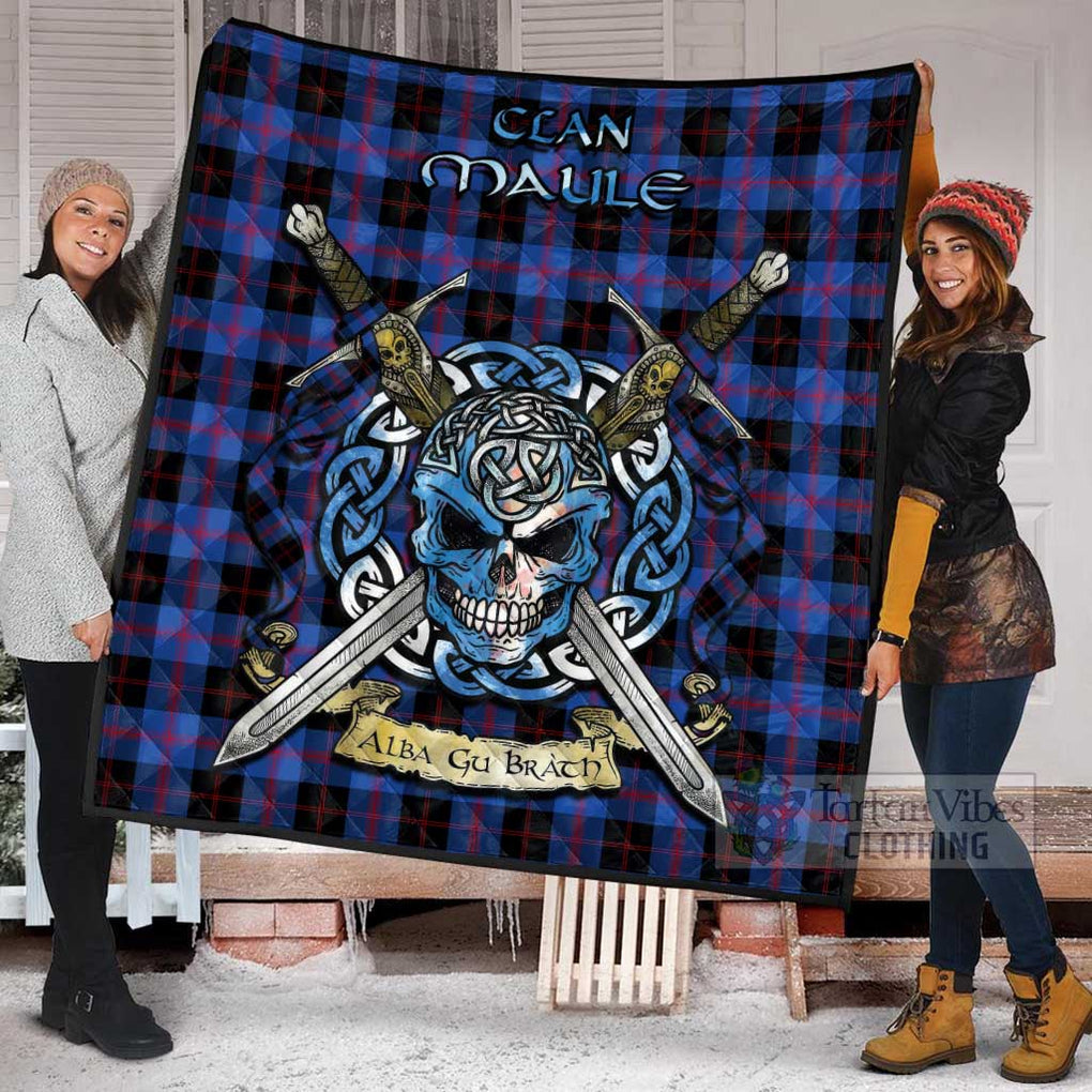 Tartan Vibes Clothing Maule Tartan Quilt with Celtic Skull Alba Gu Brath Style