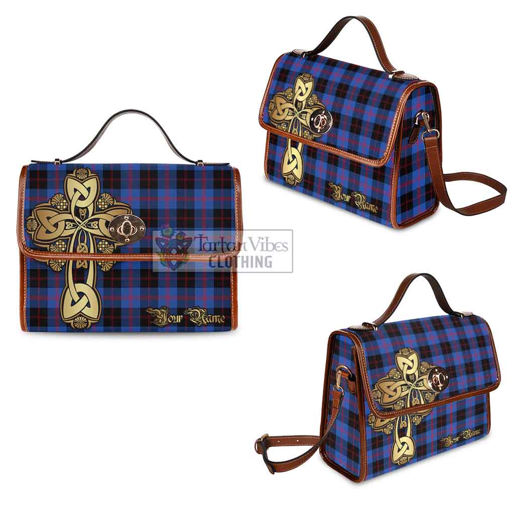 Tartan Vibes Clothing Maule Tartan Waterproof Canvas Bag Golden Thistle Celtic Cross Style