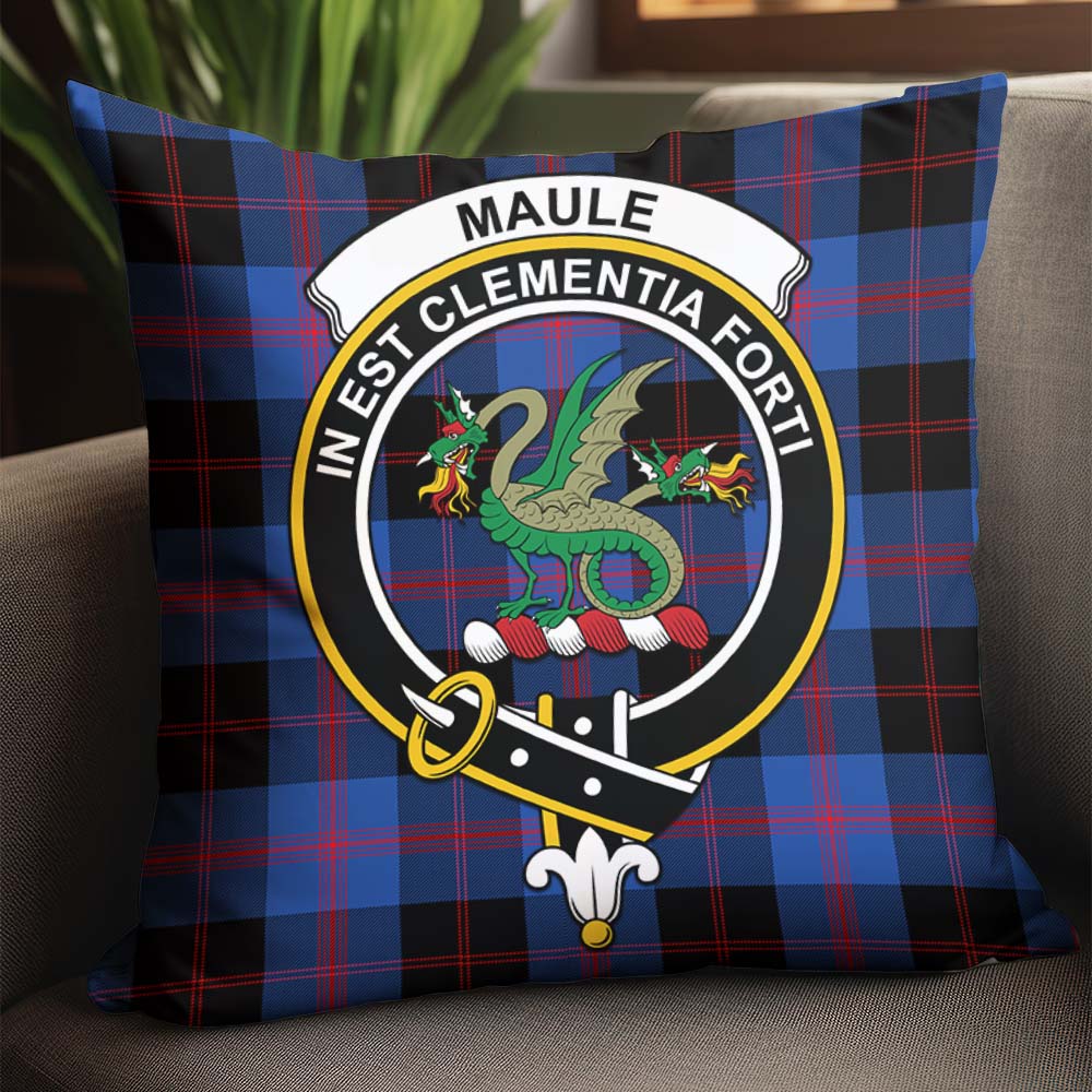 Maule Tartan Pillow Cover with Family Crest - Tartanvibesclothing