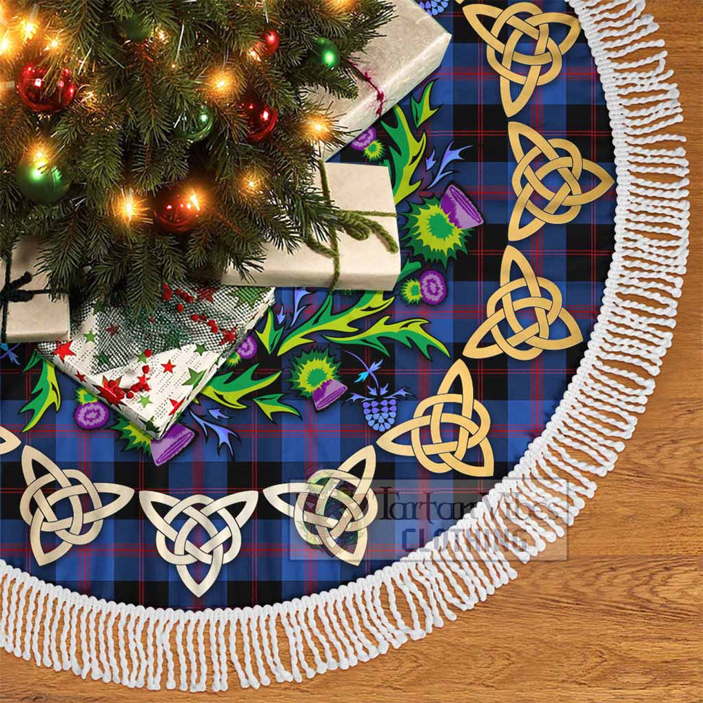 Tartan Vibes Clothing Maule Tartan Christmas Tree Skirt with Thistle Celtic Knot Style