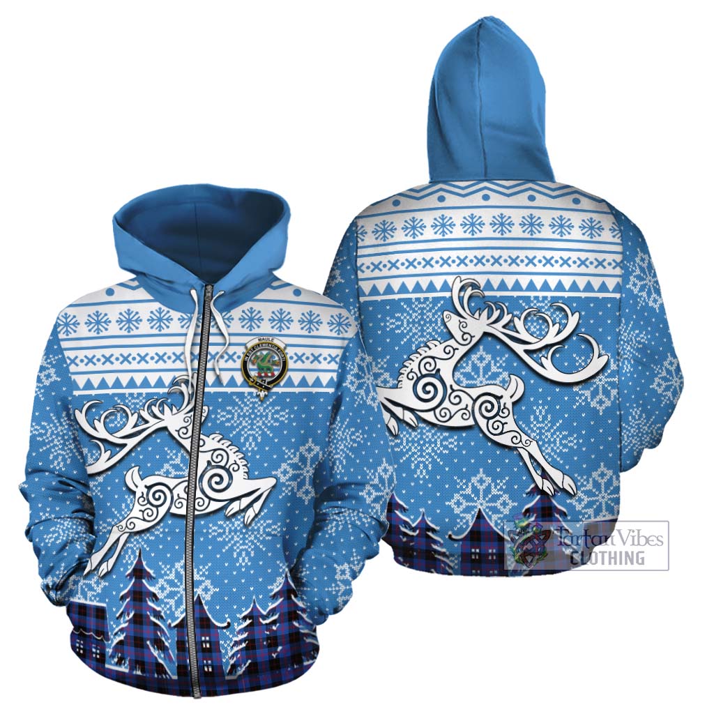 Tartan Vibes Clothing Maule Clan Christmas Cotton Hoodie Celtic Reindeer Style