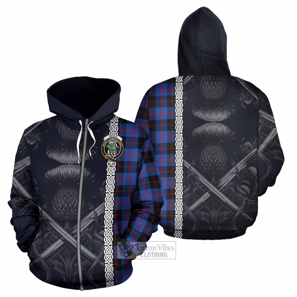 Tartan Vibes Clothing Maule Tartan Hoodie with Family Crest Cross Sword Thistle Celtic Vibes