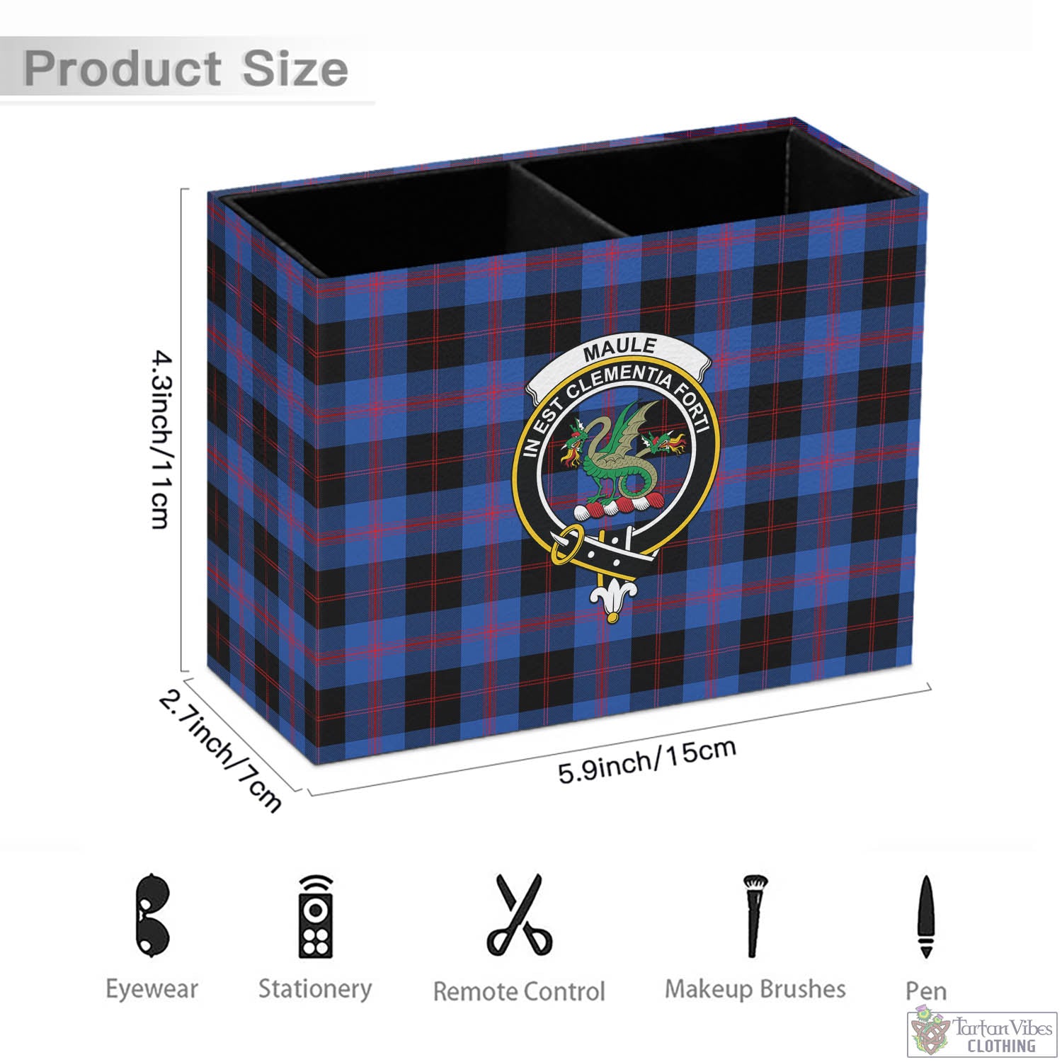 Tartan Vibes Clothing Maule Tartan Pen Holder with Family Crest