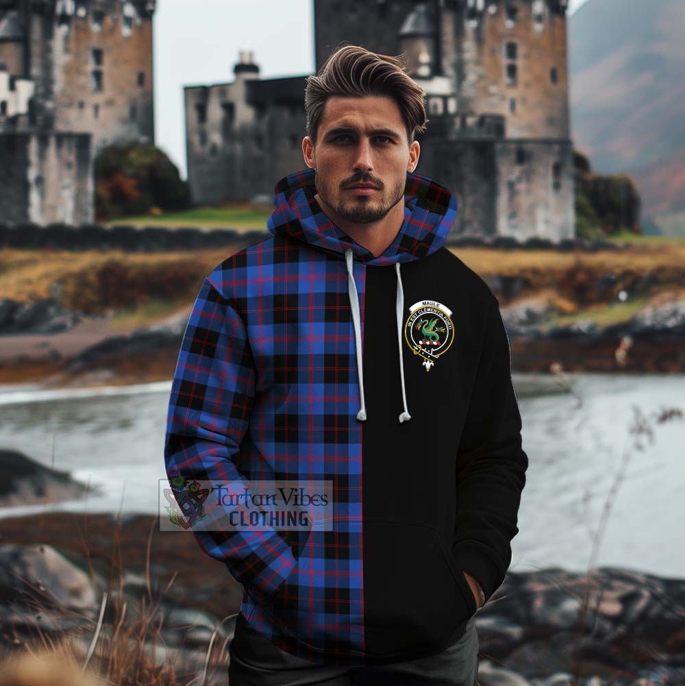 Tartan Vibes Clothing Maule Tartan Cotton Hoodie with Family Crest and Half Of Me Style