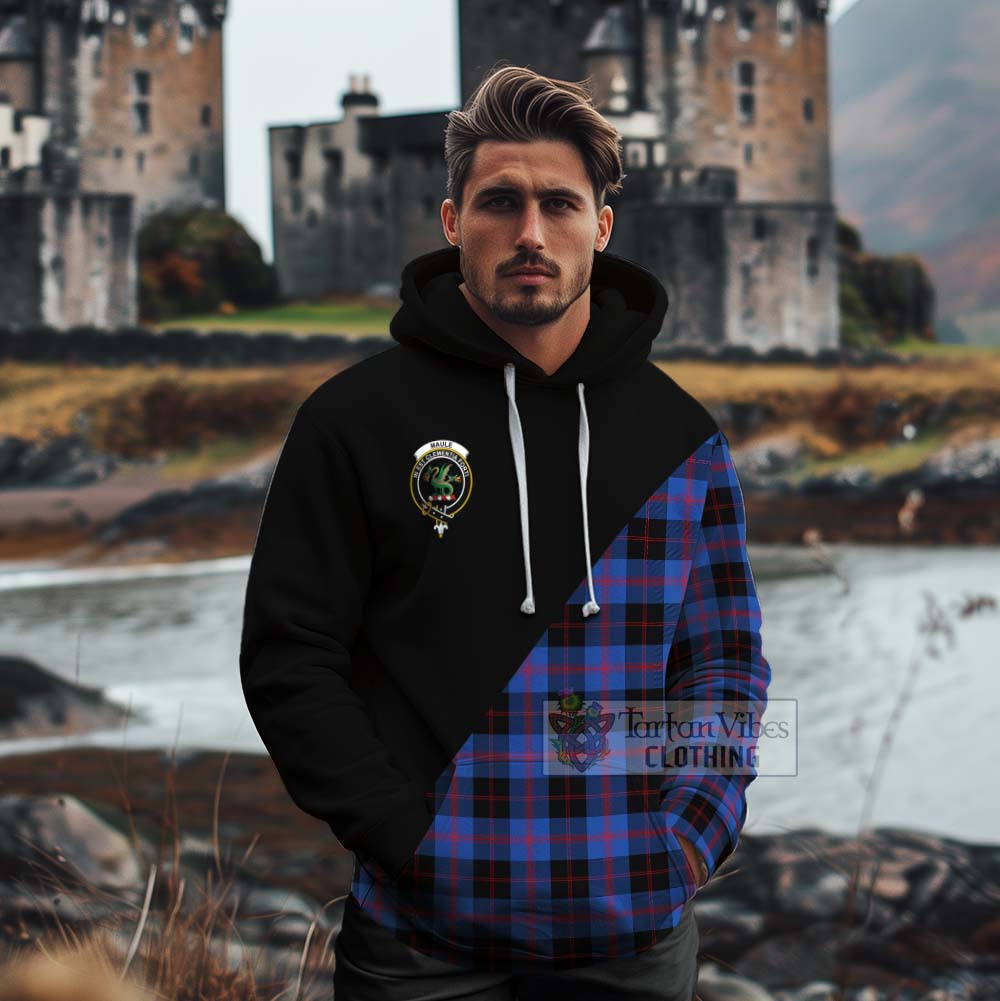 Tartan Vibes Clothing Maule Tartan Cotton Hoodie with Family Crest and Military Logo Style