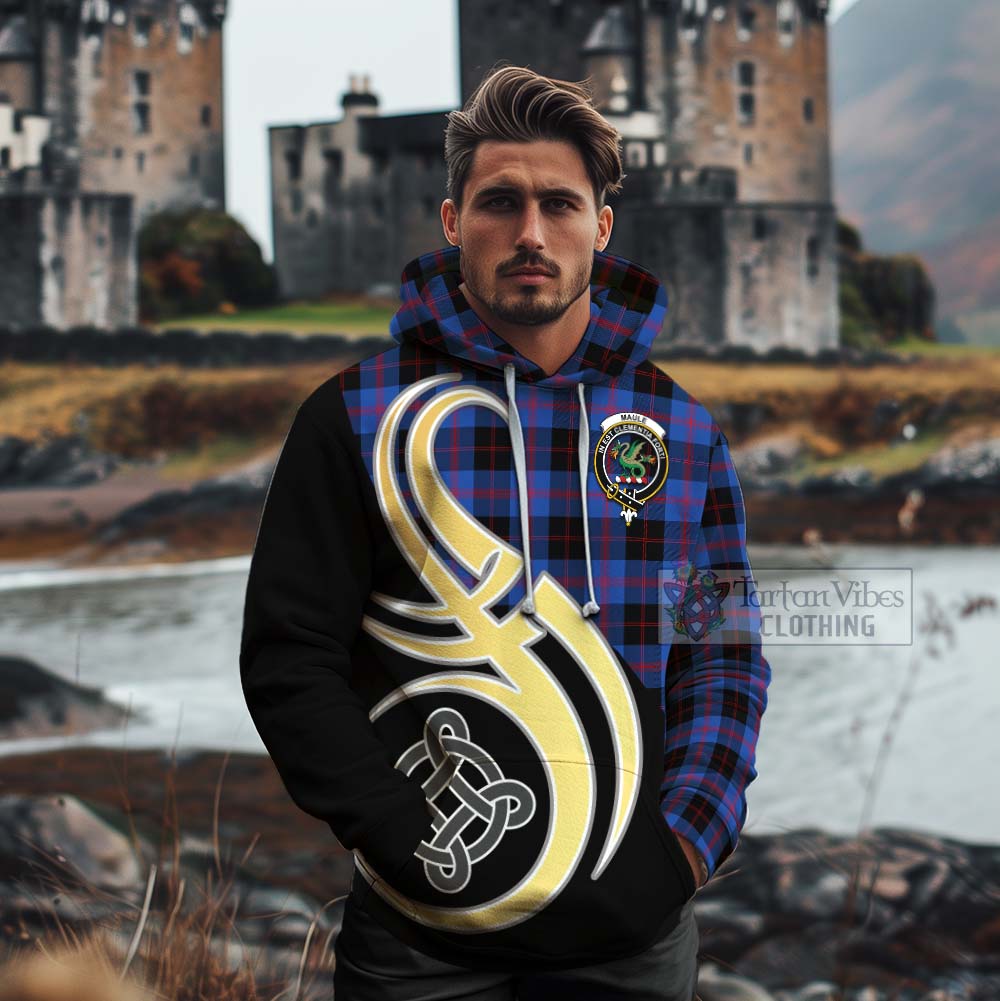 Tartan Vibes Clothing Maule Tartan Cotton Hoodie with Family Crest and Celtic Symbol Style