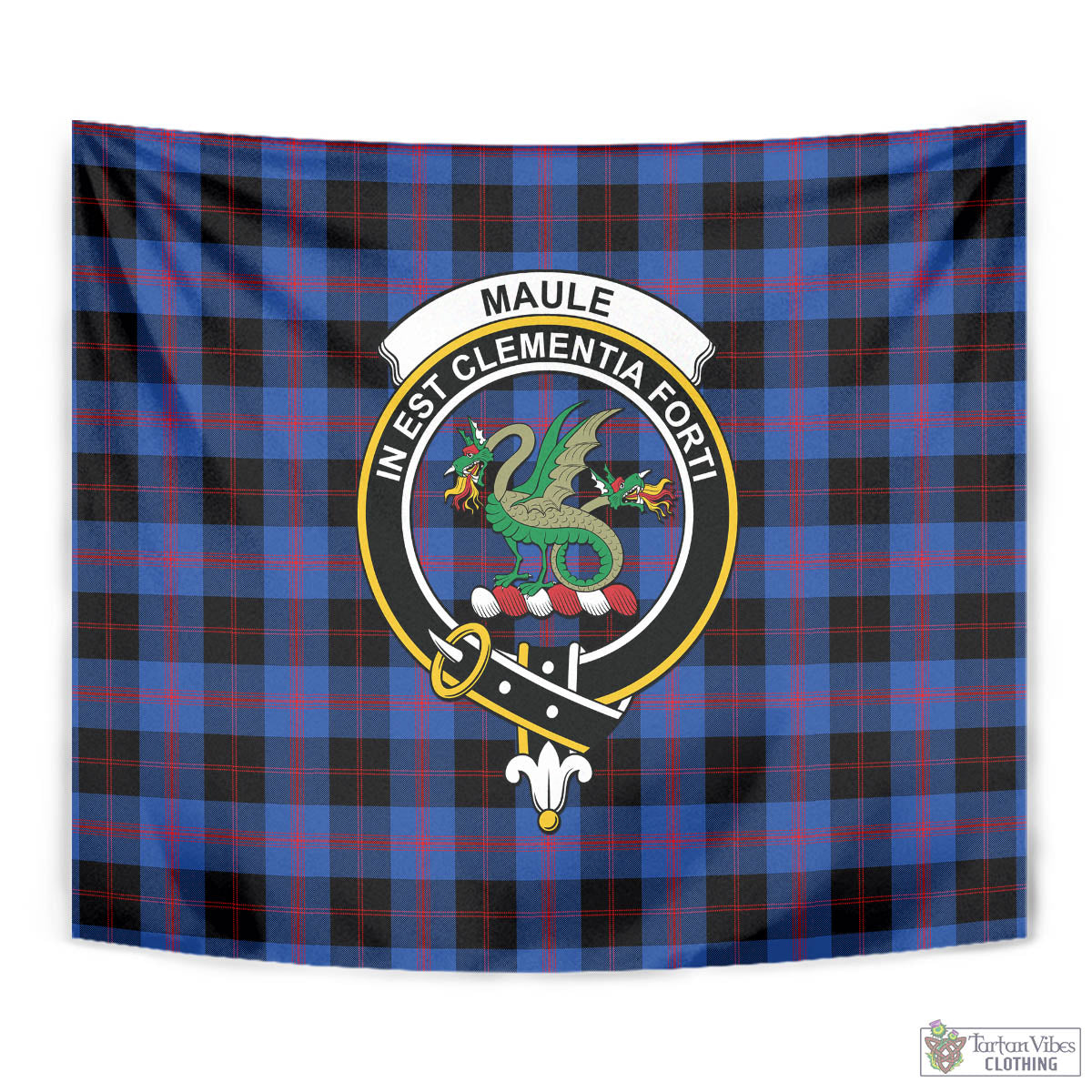 Tartan Vibes Clothing Maule Tartan Tapestry Wall Hanging and Home Decor for Room with Family Crest