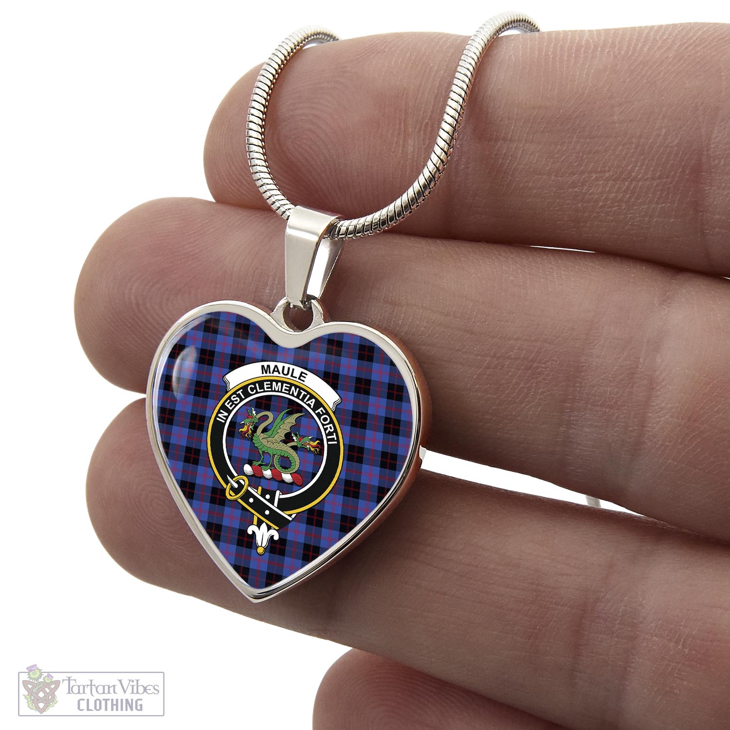 Tartan Vibes Clothing Maule Tartan Heart Necklace with Family Crest