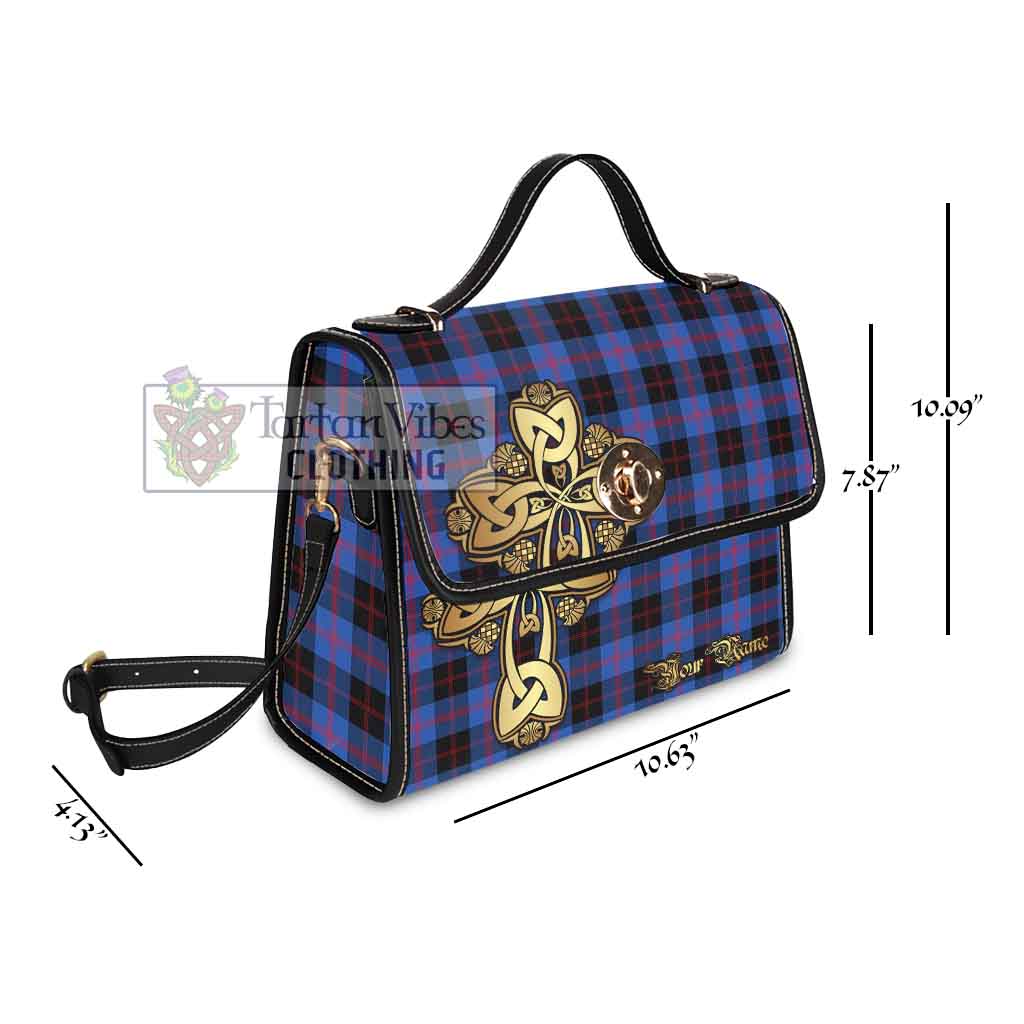 Tartan Vibes Clothing Maule Tartan Waterproof Canvas Bag Golden Thistle Celtic Cross Style