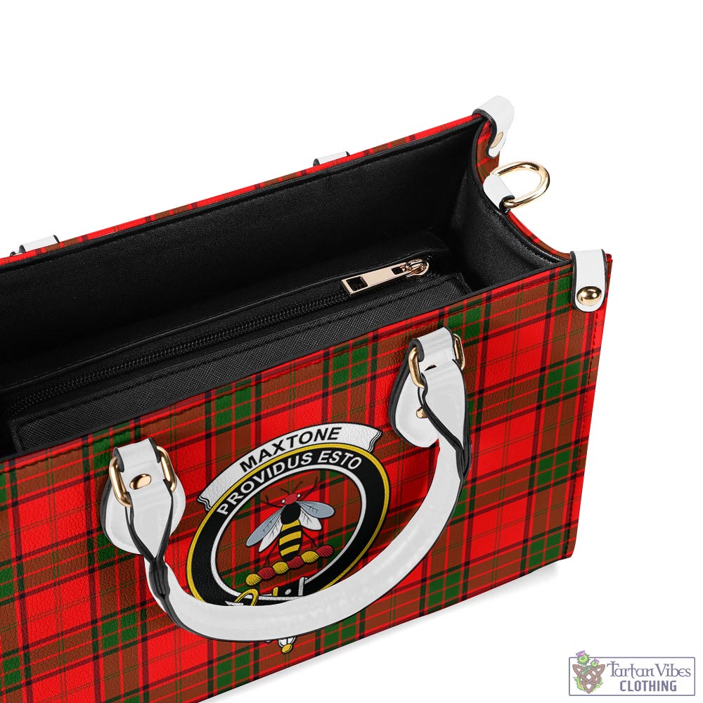 Tartan Vibes Clothing Maxtone Tartan Luxury Leather Handbags with Family Crest