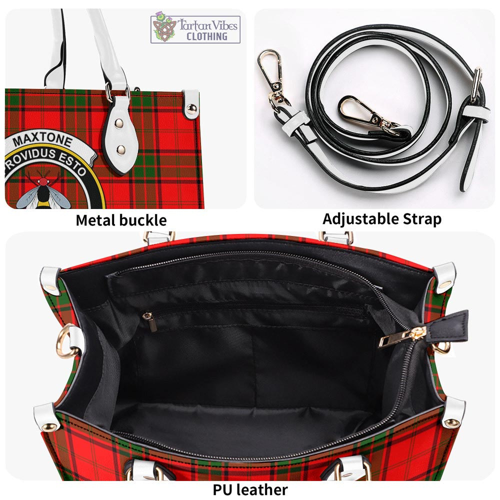 Tartan Vibes Clothing Maxtone Tartan Luxury Leather Handbags with Family Crest