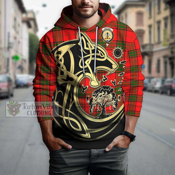 Maxtone Tartan Hoodie with Family Crest Celtic Wolf Style