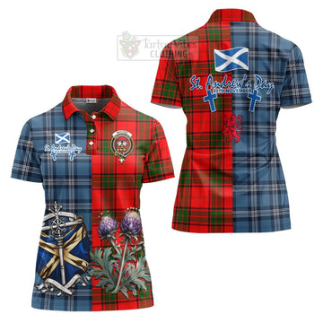 Maxtone Tartan Women's Polo Shirt Happy St. Andrew's Day Half Tartan Style