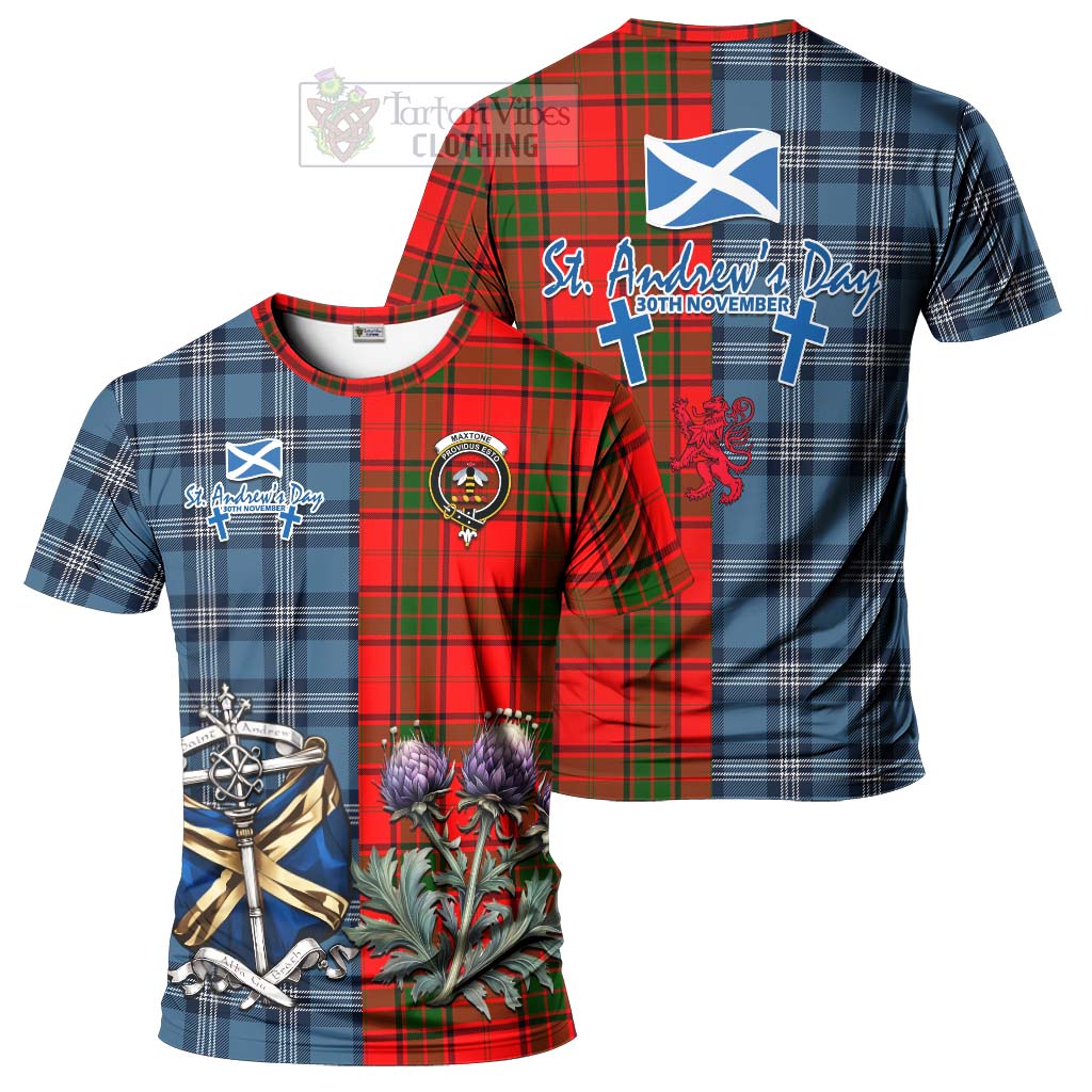 Tartan Vibes Clothing Maxtone Tartan T-Shirt Happy St. Andrew's Day Half Tartan Style