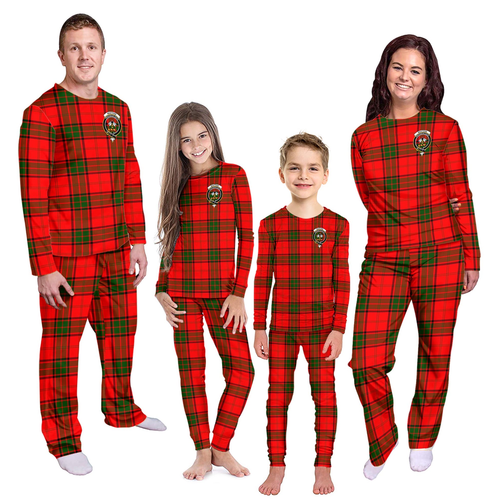 Maxtone Tartan Pajamas Family Set with Family Crest - Tartanvibesclothing