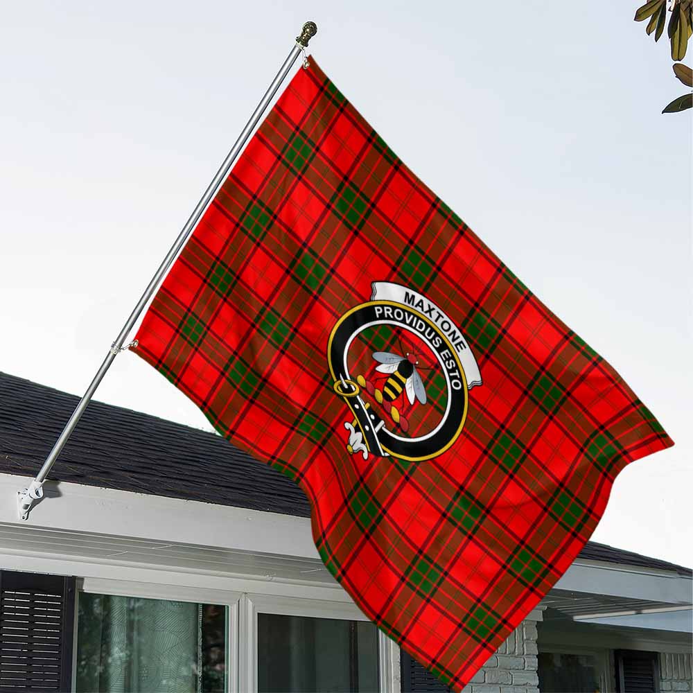 Tartan Vibes Clothing Maxtone Tartan House Flag with Family Crest