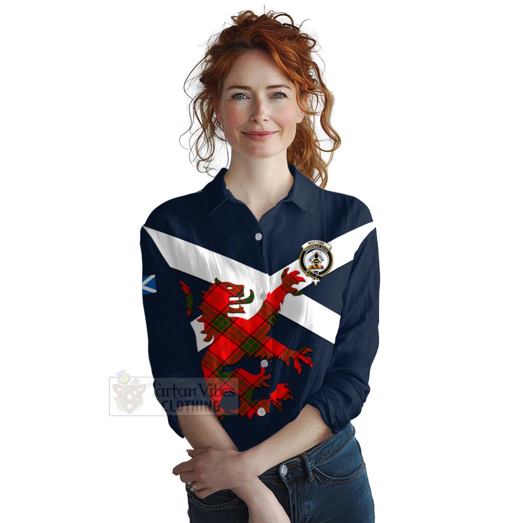 Tartan Vibes Clothing Maxtone Tartan Lion Rampant Women's Casual Shirt Proudly Display Your Heritage with Alba Gu Brath and Clan Name