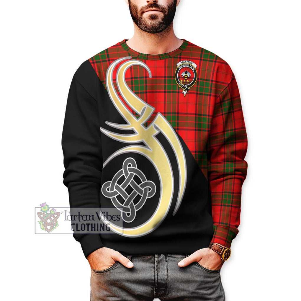 Maxtone Tartan Sweatshirt with Family Crest and Celtic Symbol Style Unisex - Tartan Vibes Clothing