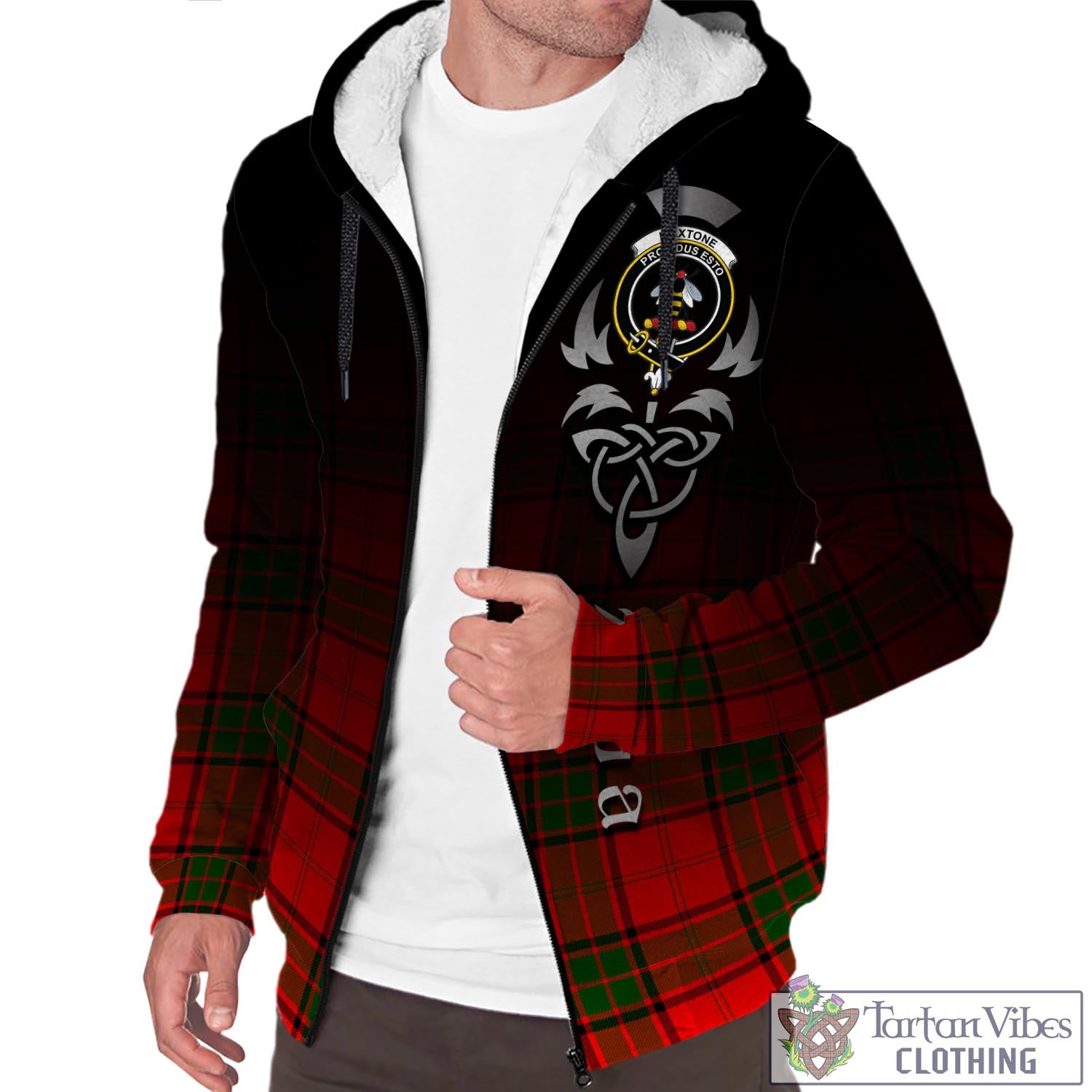 Tartan Vibes Clothing Maxtone Tartan Sherpa Hoodie Featuring Alba Gu Brath Family Crest Celtic Inspired