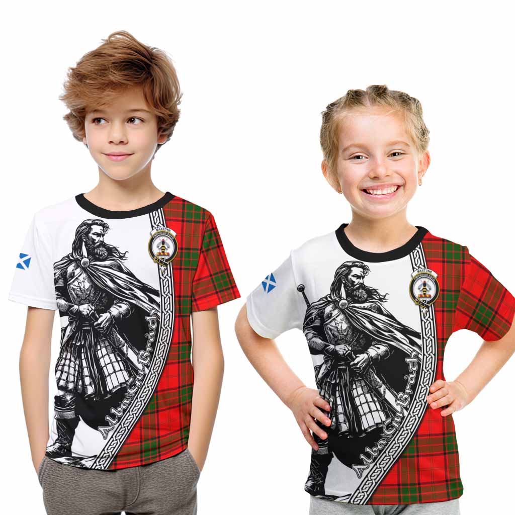 Maxtone Tartan Clan Crest Kid T-Shirt with Highlander Warrior Celtic Style