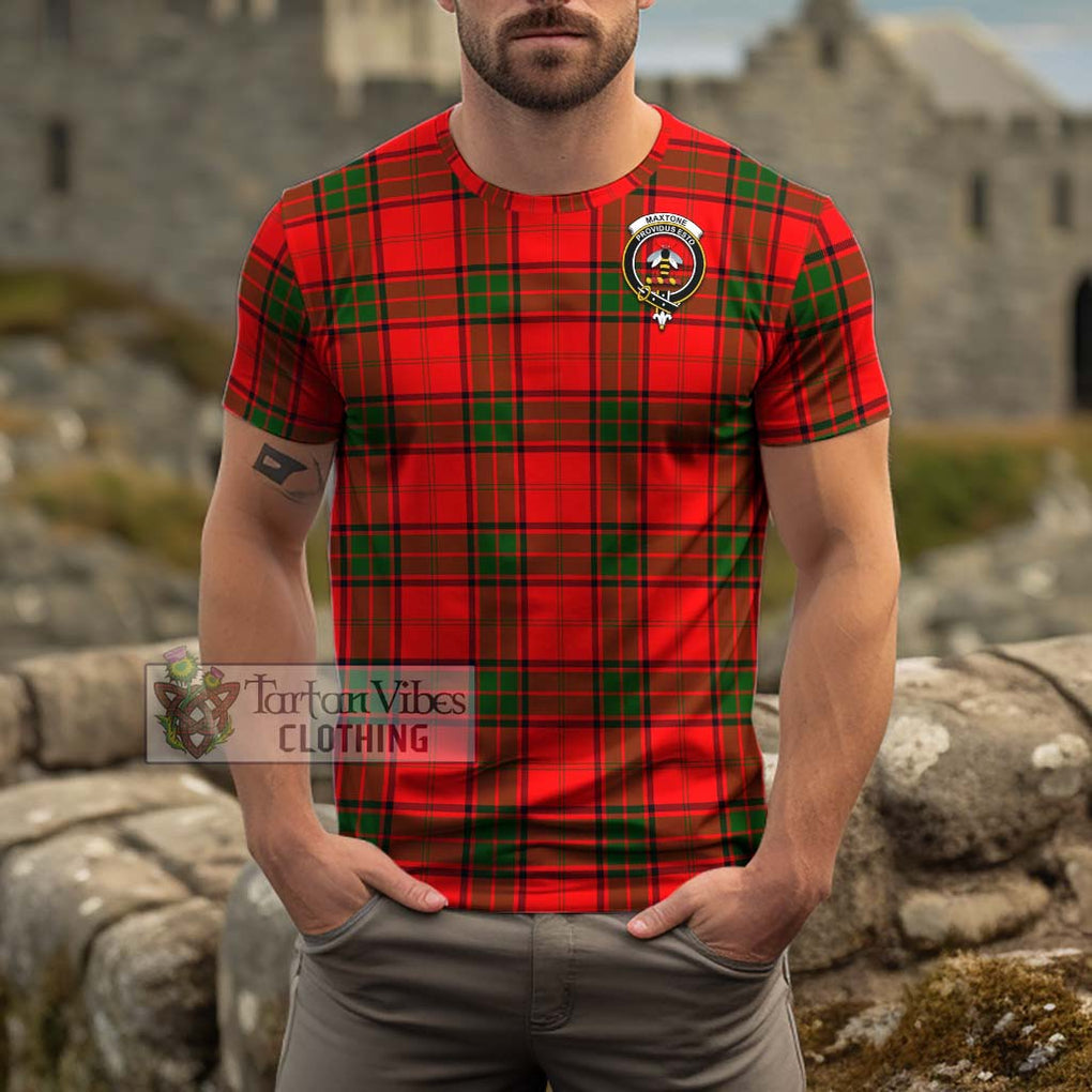 Maxtone Tartan Cotton T-Shirt with Family Crest Men's Shirt - Tartanvibesclothing Shop