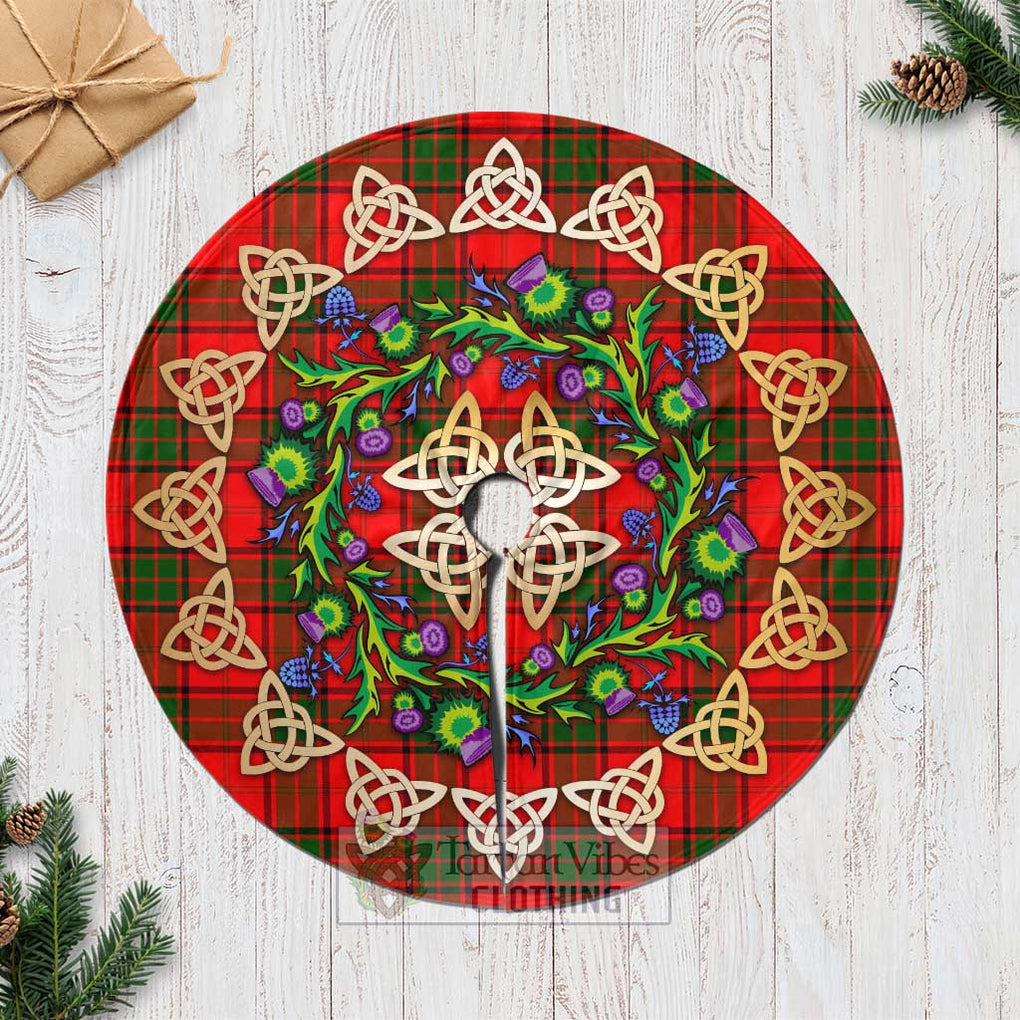 Maxtone Tartan Christmas Tree Skirt with Thistle Celtic Knot Style Casual Tree Skirts - Tartan Vibes Clothing