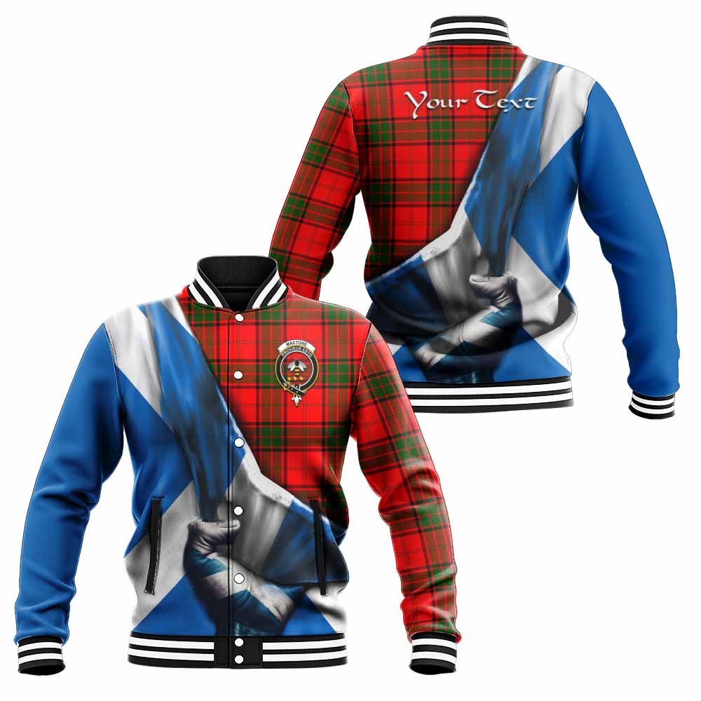 Tartan Vibes Clothing Maxtone Tartan Baseball Jacket with Family Crest Scotland Patriotic Style