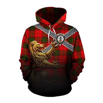 Maxtone Crest Tartan Cotton Hoodie with Golden Lion Emblem Celtic Style Pullover Hoodie XS - Tartan Vibes Clothing