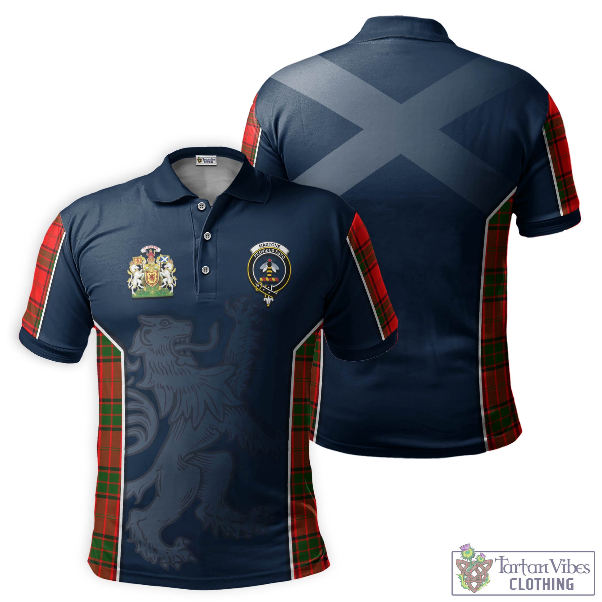 Tartan Vibes Clothing Maxtone Tartan Men's Polo Shirt with Family Crest and Lion Rampant Vibes Sport Style