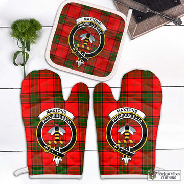 Maxtone Tartan Combo Oven Mitt & Pot-Holder with Family Crest White - Tartan Vibes Clothing